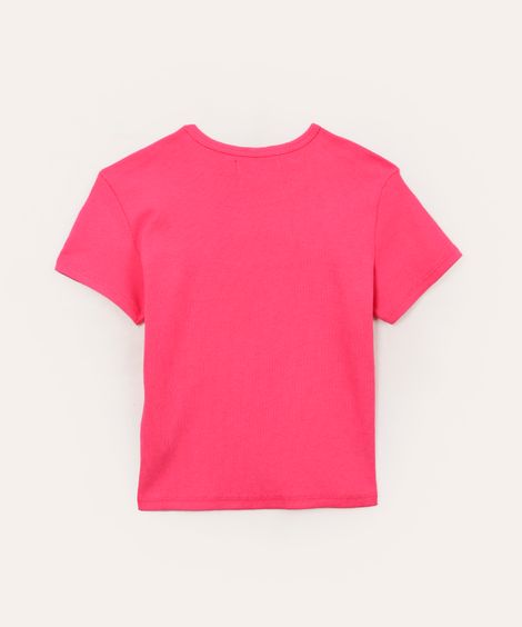 blusa cropped de algodão com recorte juvenil rosa