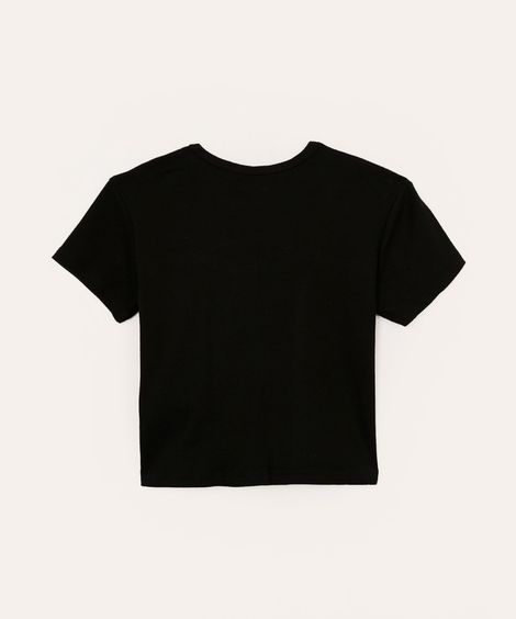 blusa cropped de algodão com recorte juvenil preta