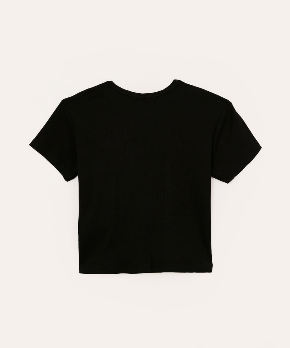 blusa cropped de algodão com recorte juvenil preta