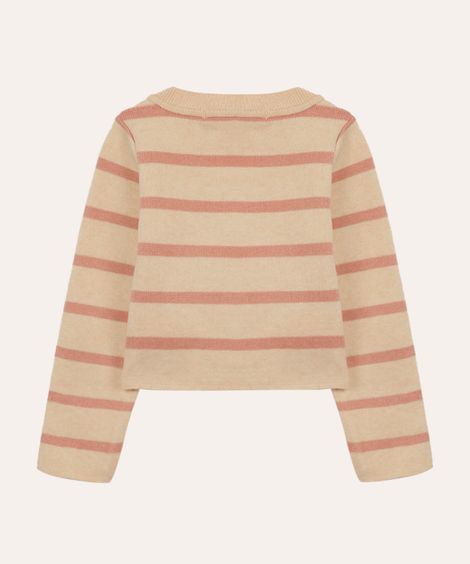 suéter de tricot infantil listrado rosa