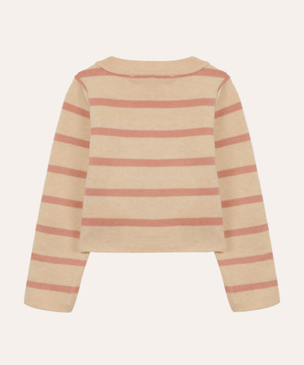 suéter de tricot infantil listrado rosa