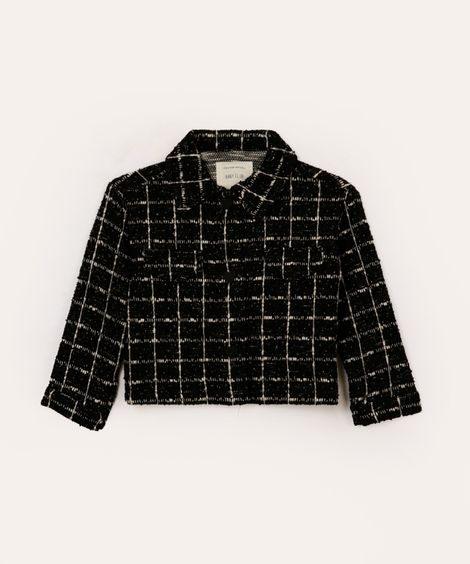 casaco infantil tweed corações preto