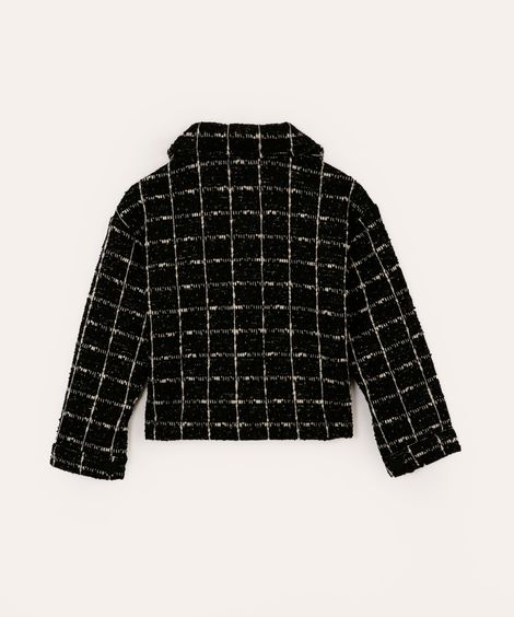 casaco infantil tweed corações preto