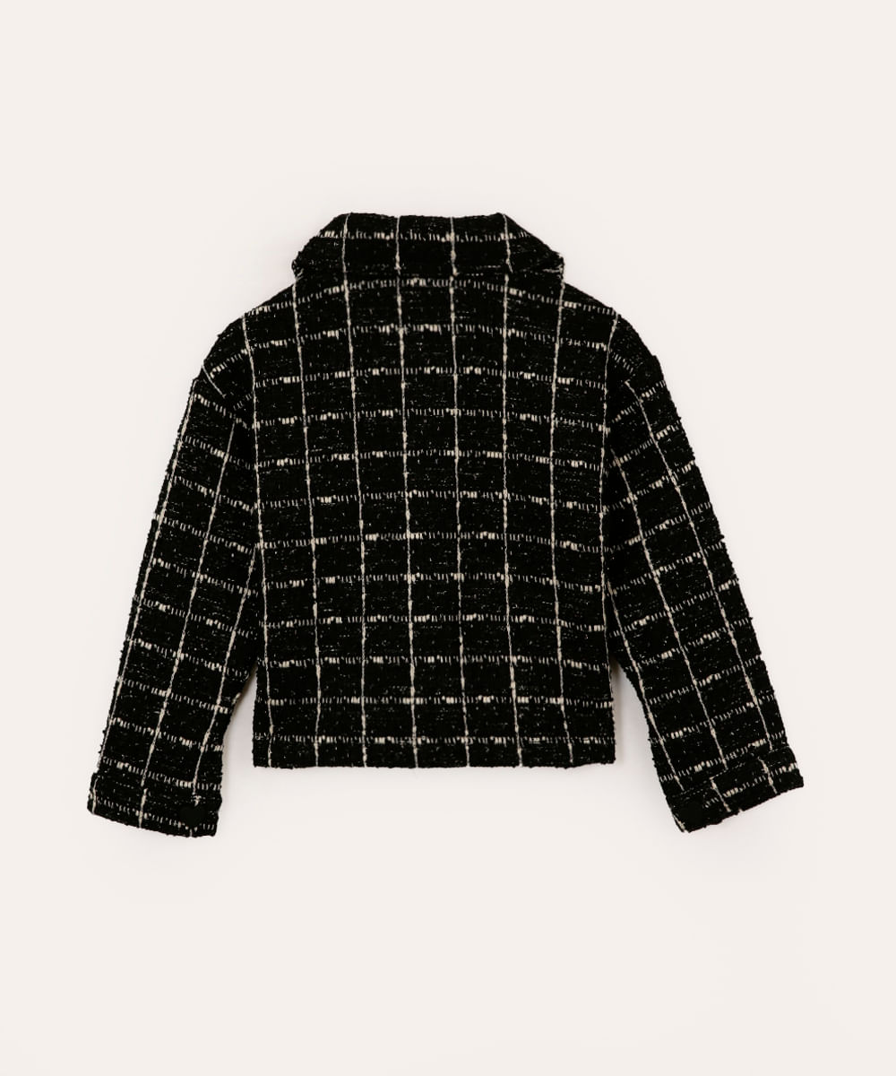 casaco infantil tweed corações preto