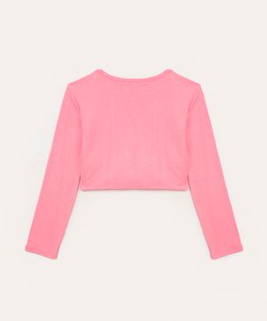 cropped corset infantil com glitter rosa claro