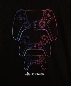 camiseta de algodão infantil playstation preta