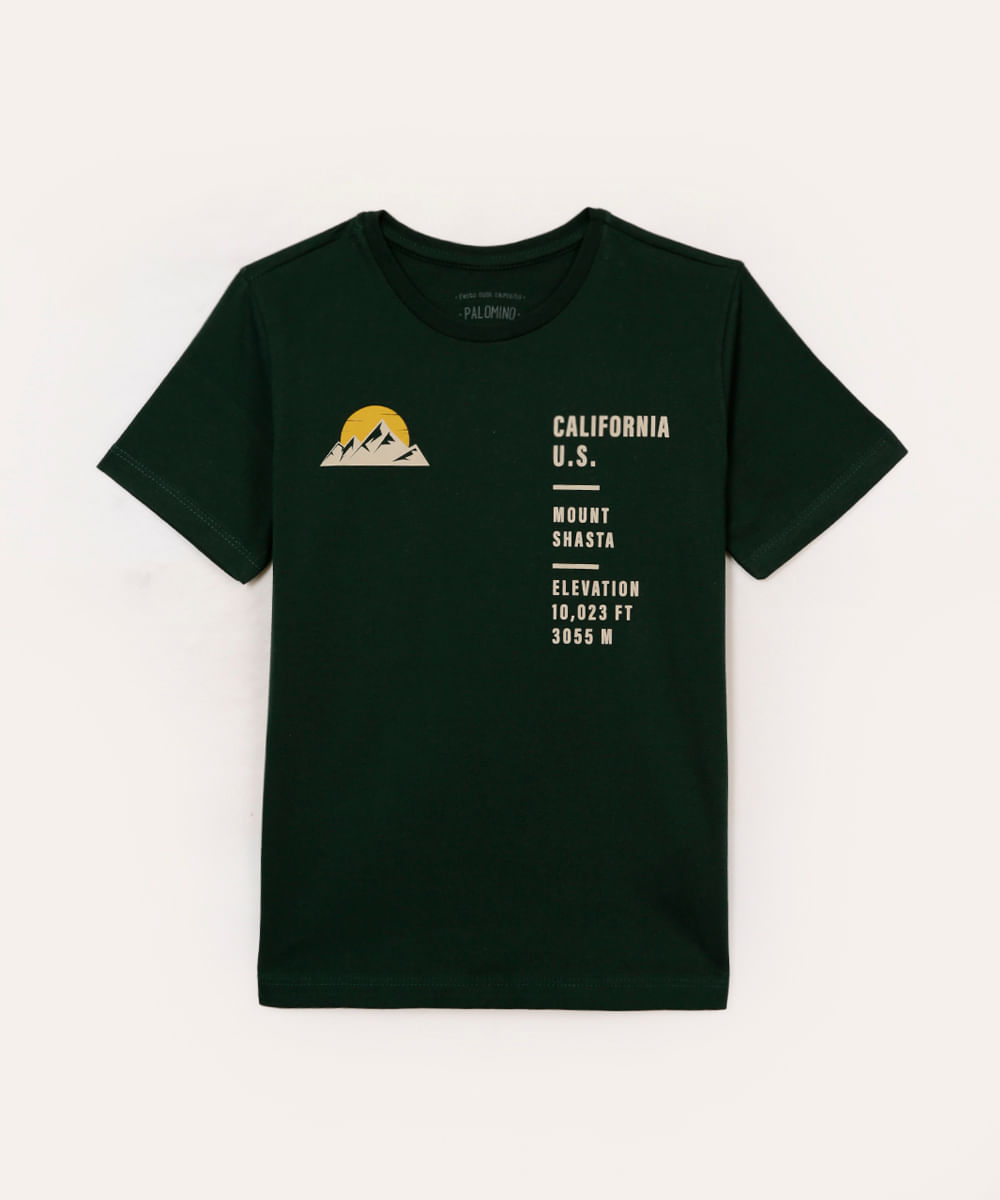 camiseta de algodão infantil california verde