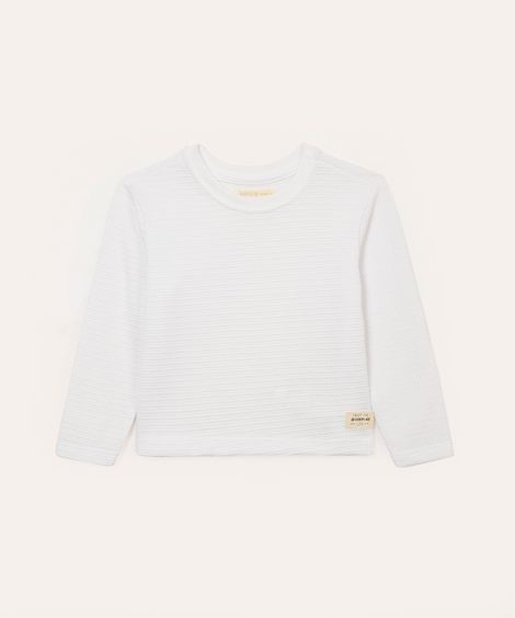 camiseta de algodão infantil texturizada off white