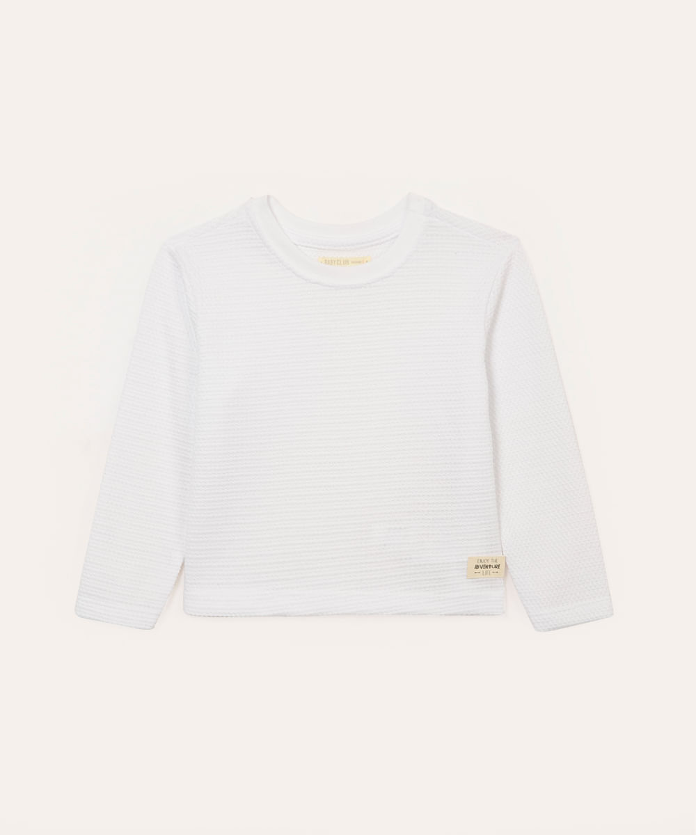 camiseta de algodão infantil texturizada off white