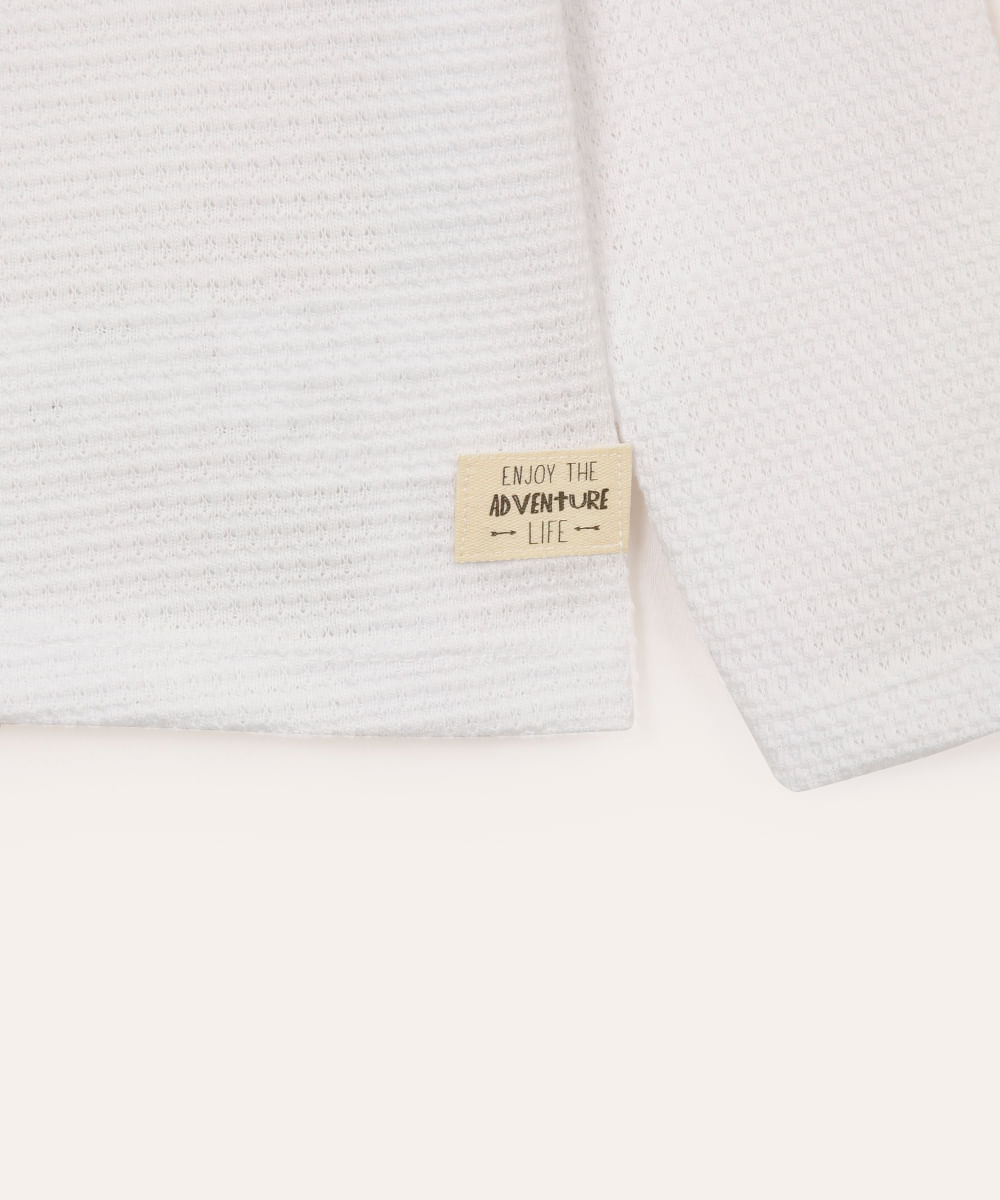 camiseta de algodão infantil texturizada off white