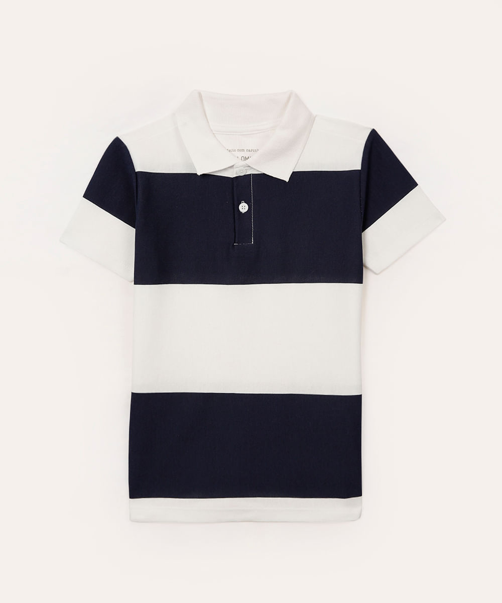 polo de algodão infantil listrada azul