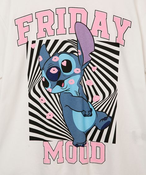 camiseta de algodão friday mood stitch off white