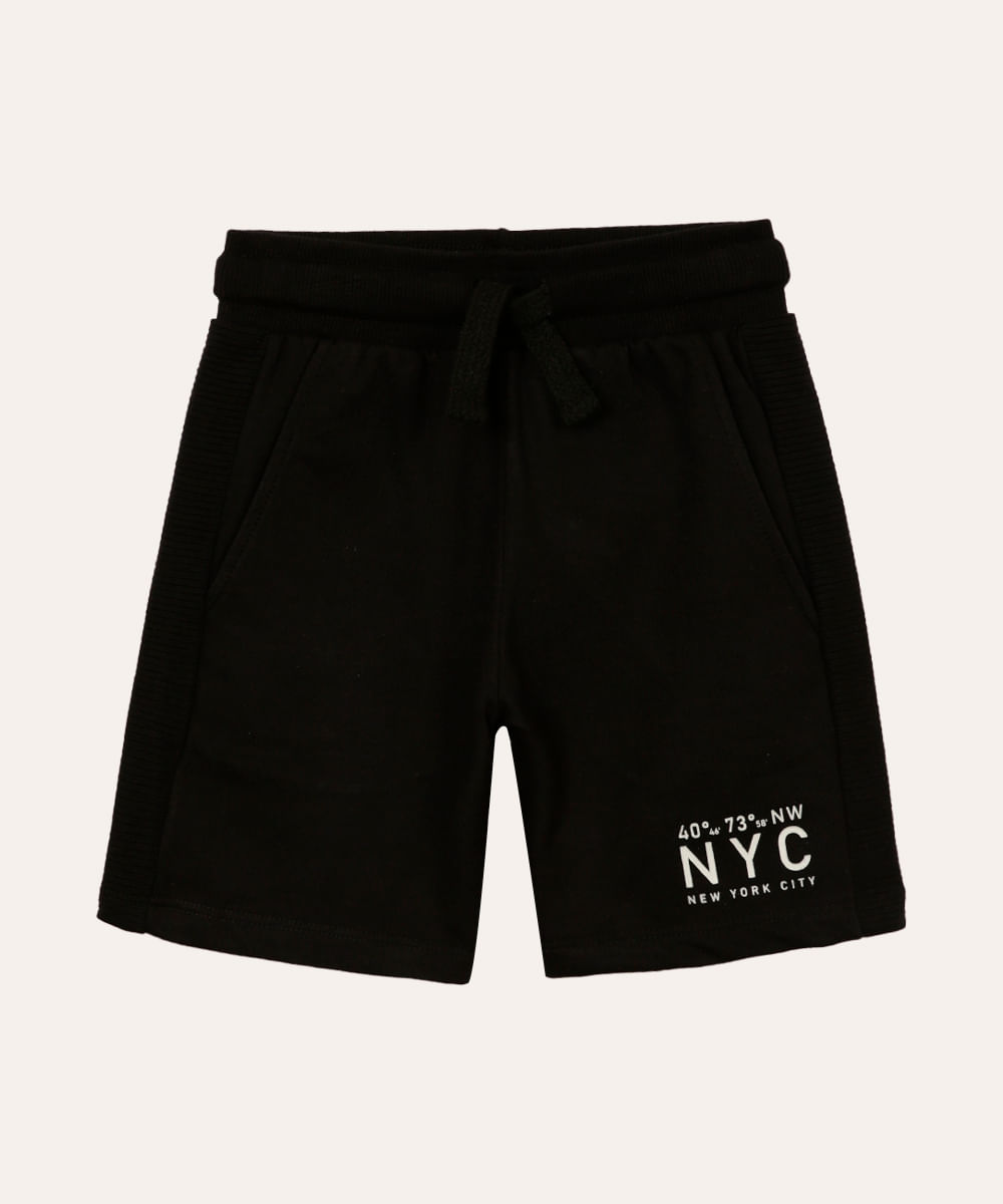 short de moletom infantil nyc preto