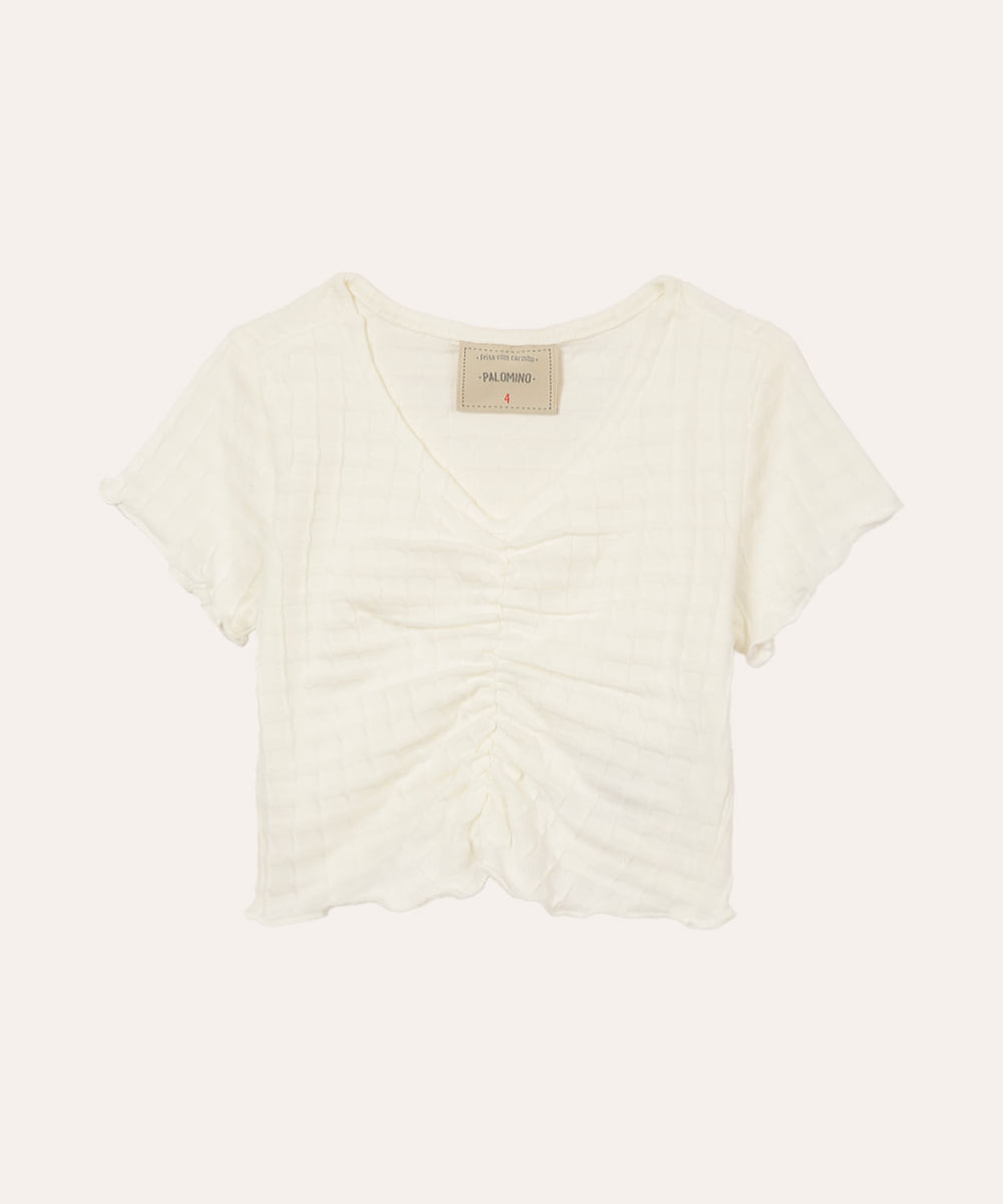 blusa de algodão infantil texturizada fru fru off white