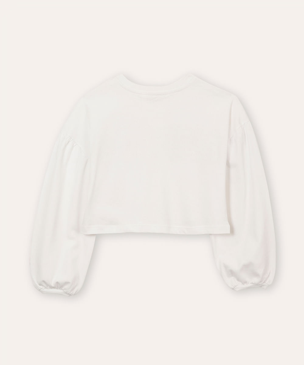 camiseta de algodão infantil com brilho off white