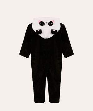 macacão de pelúcia infantil panda off white