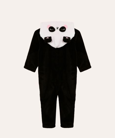 macacão de pelúcia infantil panda off white
