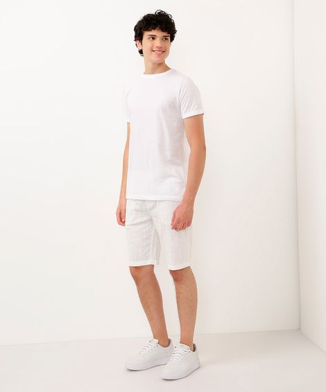bermuda juvenil de algodão com bolso off white