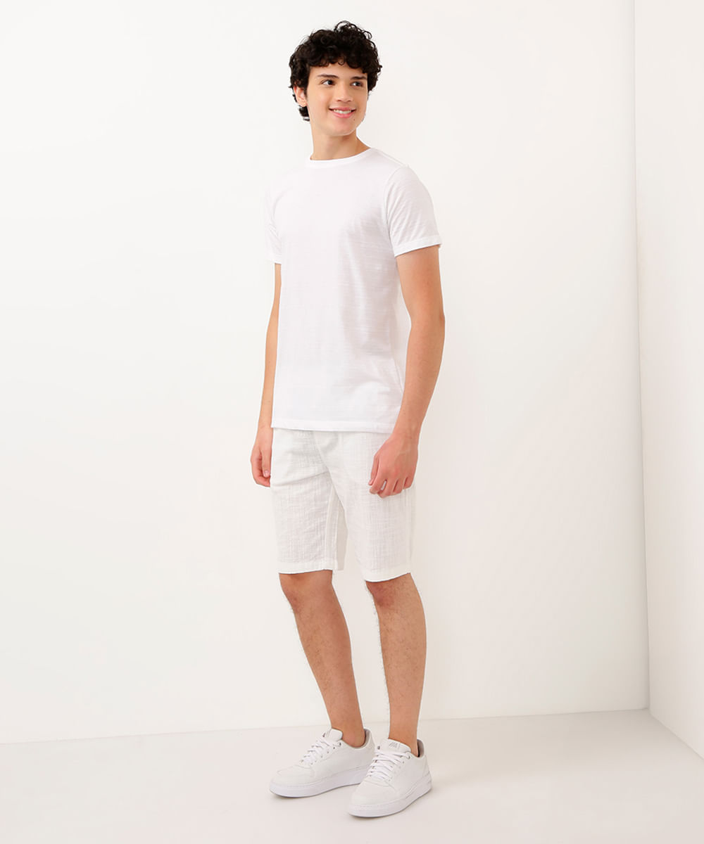 bermuda juvenil de algodão com bolso off white