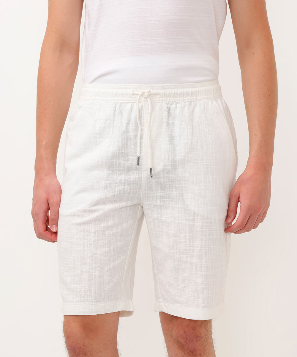bermuda juvenil de algodão com bolso off white