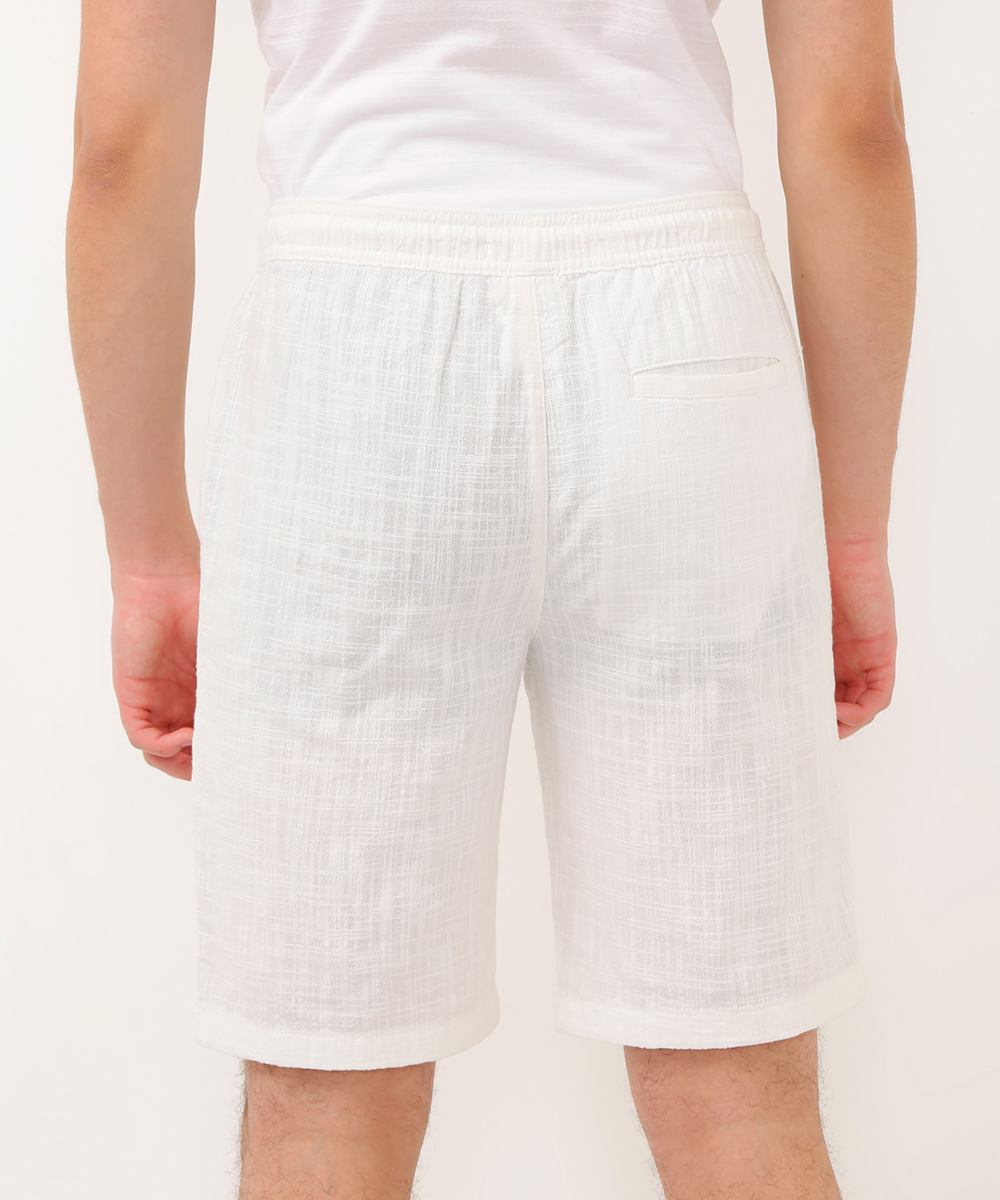 bermuda juvenil de algodão com bolso off white