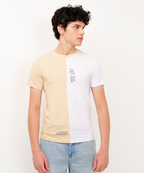camiseta juvenil de algodão better days manga curta bege
