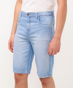 bermuda jeans juvenil com bolso azul claro