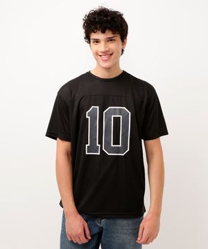 camiseta juvenil com recorte 10 manga curta preta