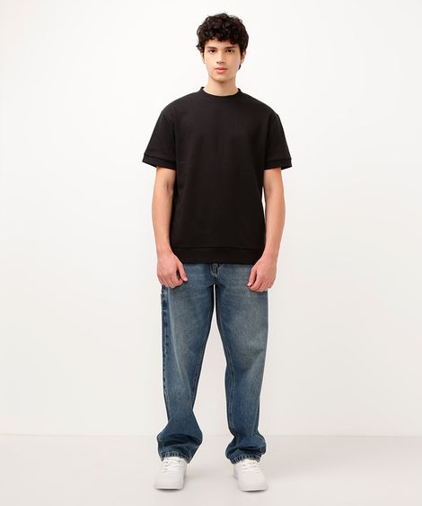 camiseta de moletom juvenil preta