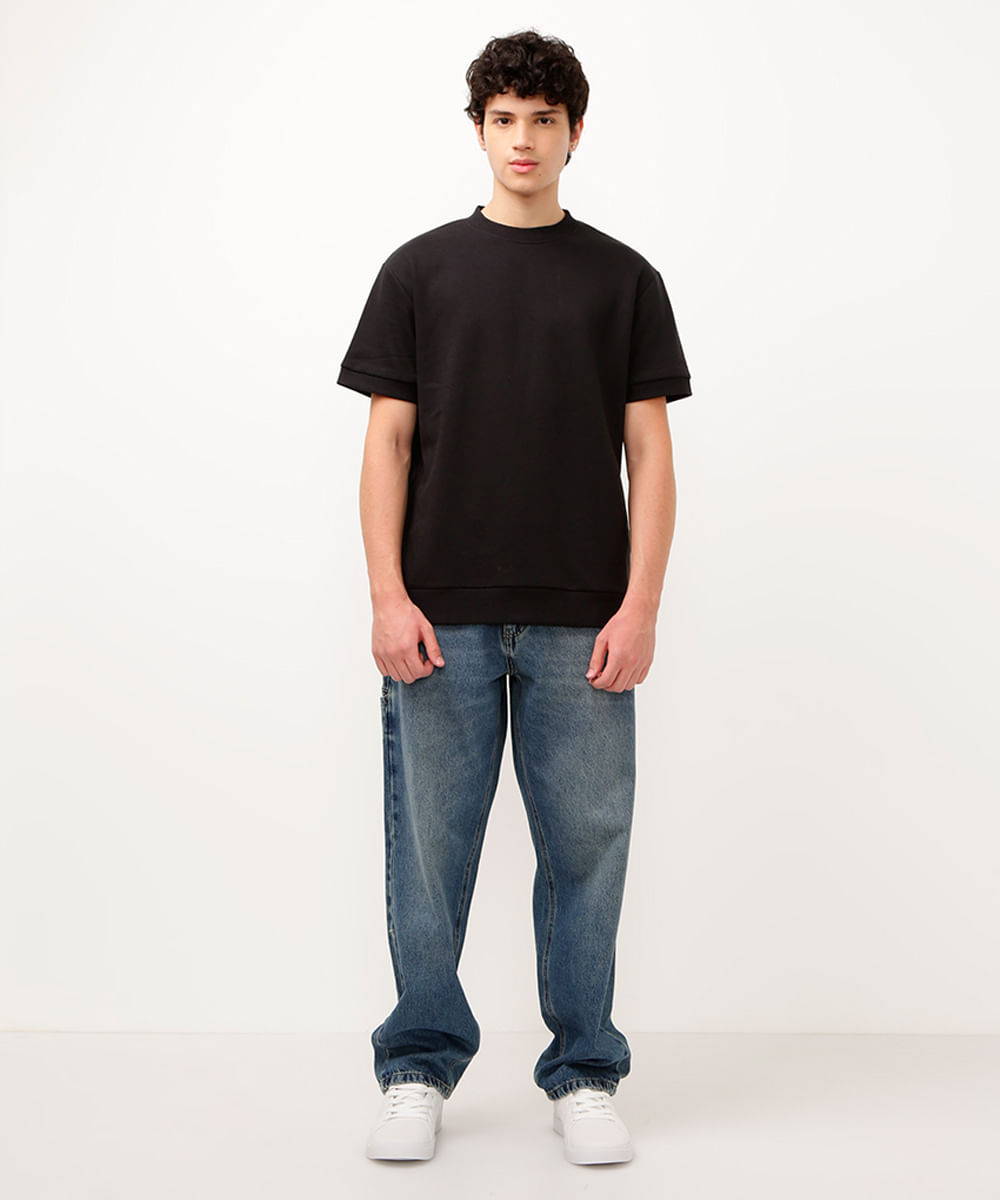 camiseta de moletom juvenil preta