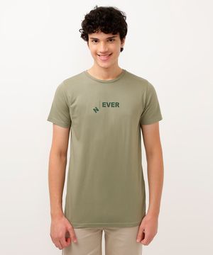 camiseta juvenil de algodão never verde