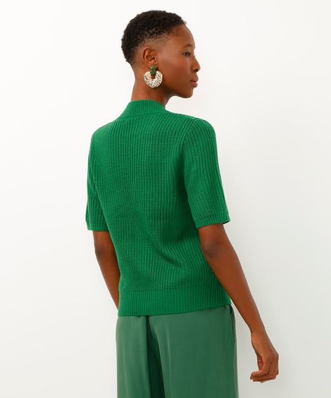 blusa de tricot texturizada trança verde