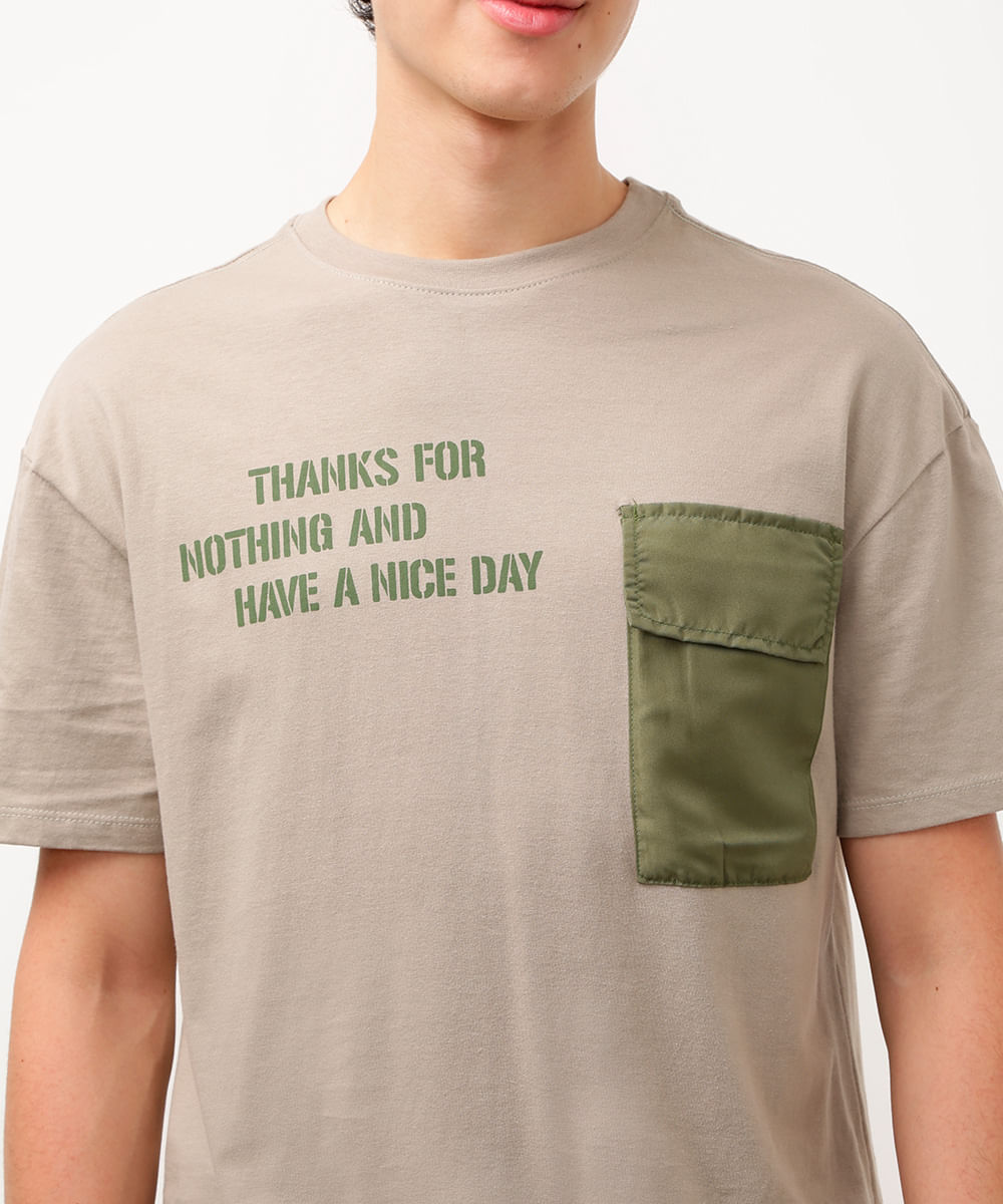camiseta de algodão infantil com bolso manga curta verde