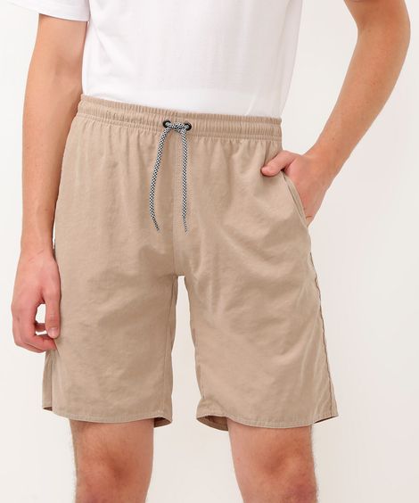 bermuda juvenil com bolso bege