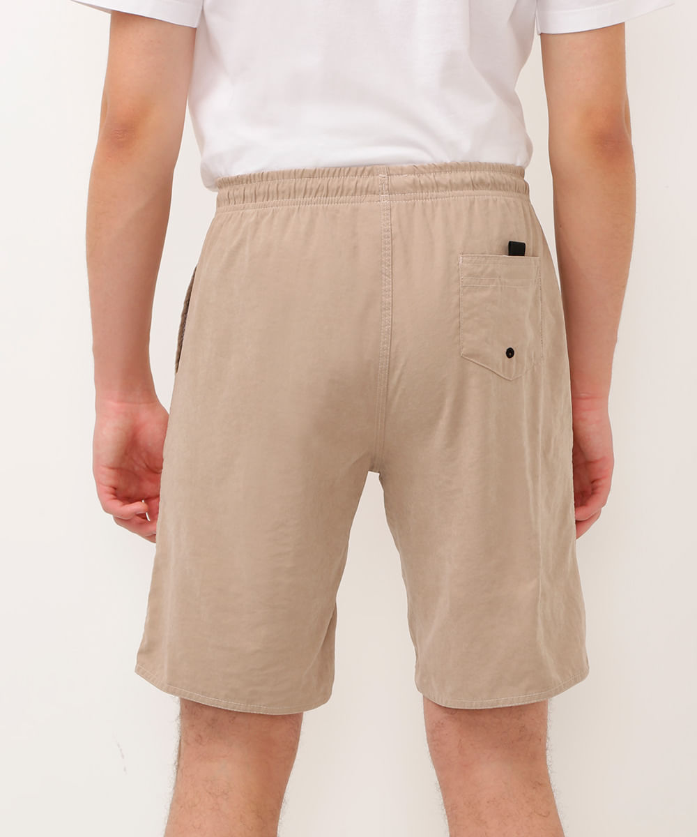bermuda juvenil com bolso bege