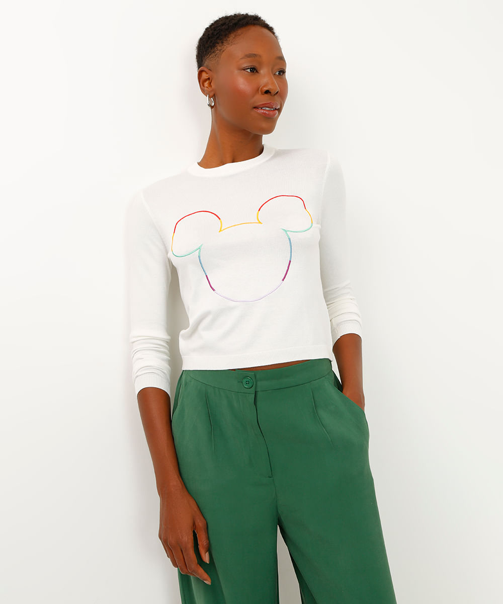 suéter de tricot mickey pride off white