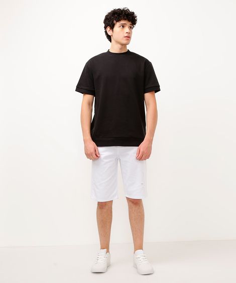 bermuda juvenil destroyed com bolso branco