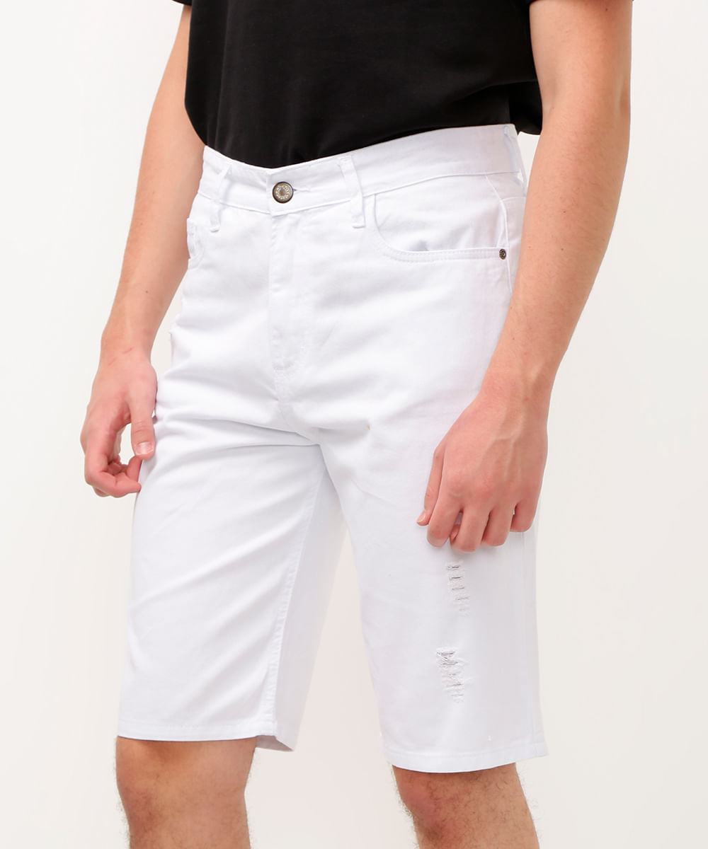bermuda juvenil destroyed com bolso branco