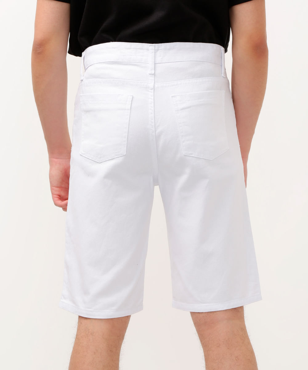 bermuda juvenil destroyed com bolso branco