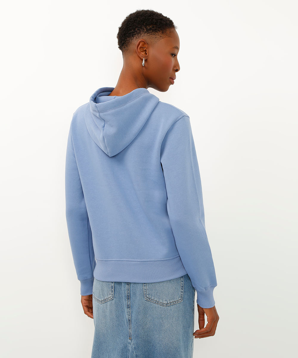 blusão de moletom stitch com capuz azul