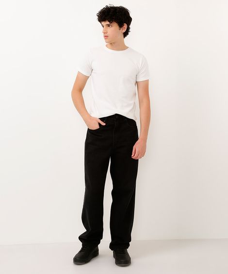 camiseta de algodão juvenil texturizada manga curta off white
