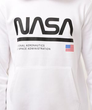 blusa de moletom juvenil nasa com capuz off white