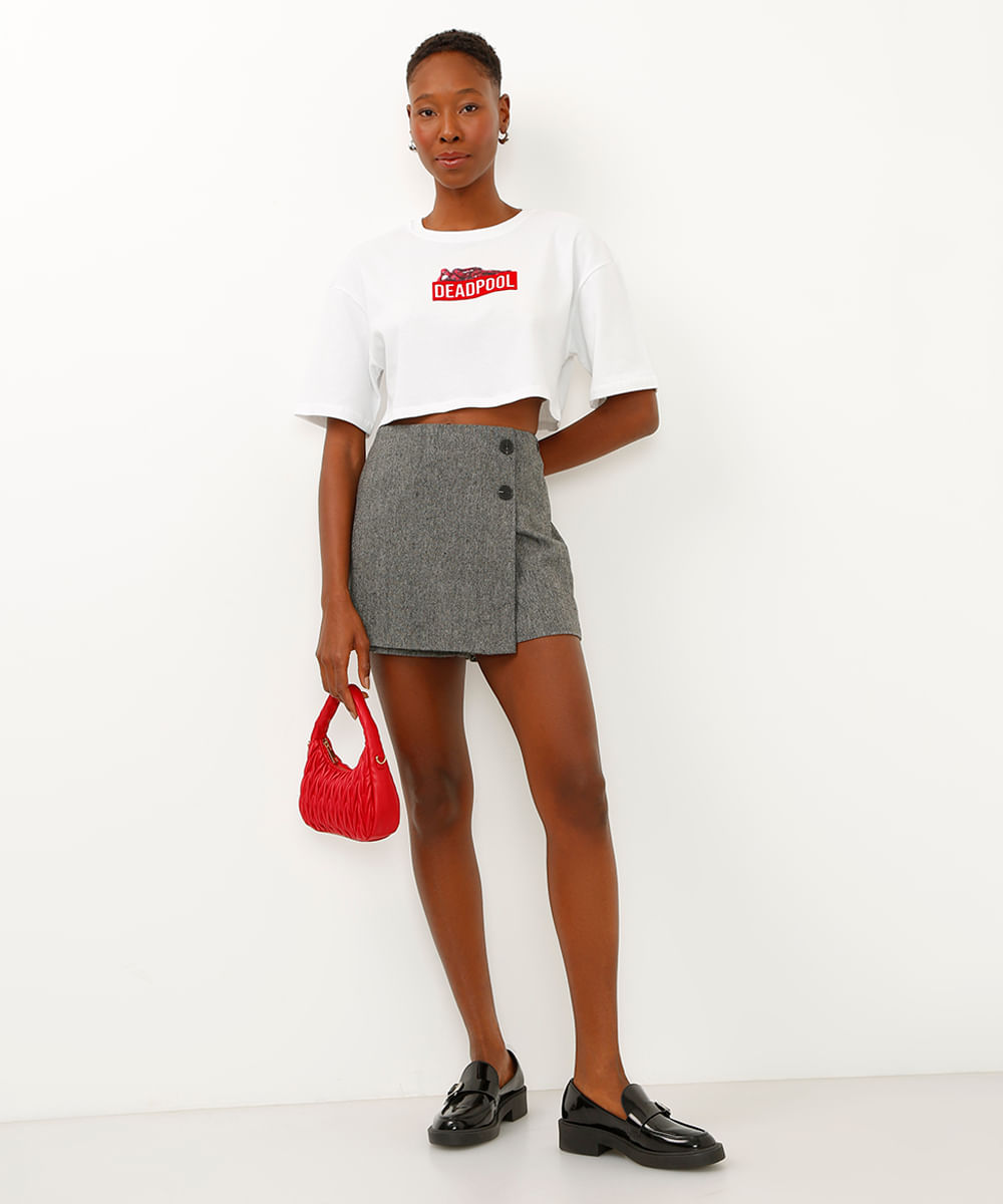 cropped de algodão deadpool off white