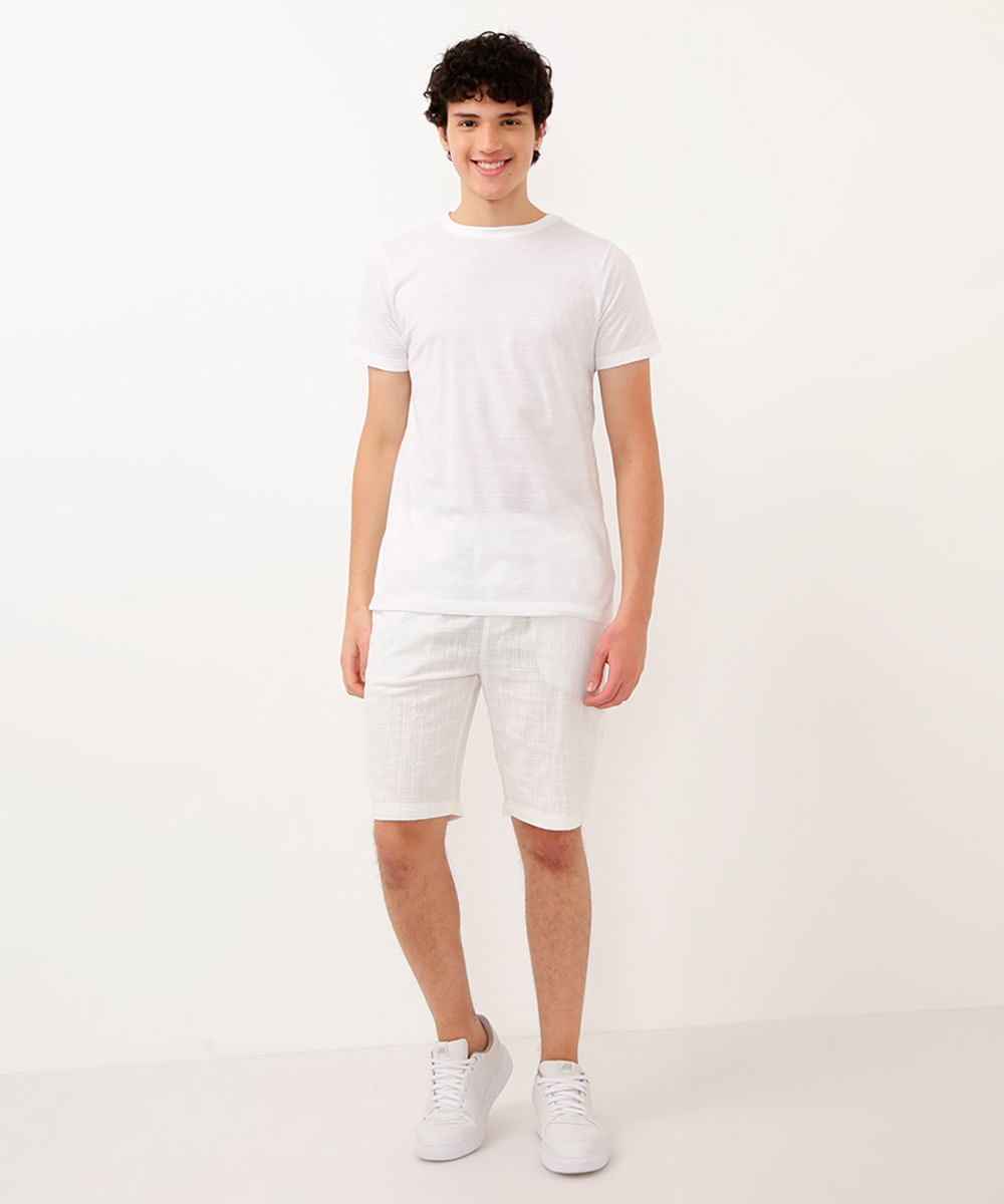 camiseta juvenil manga curta off white