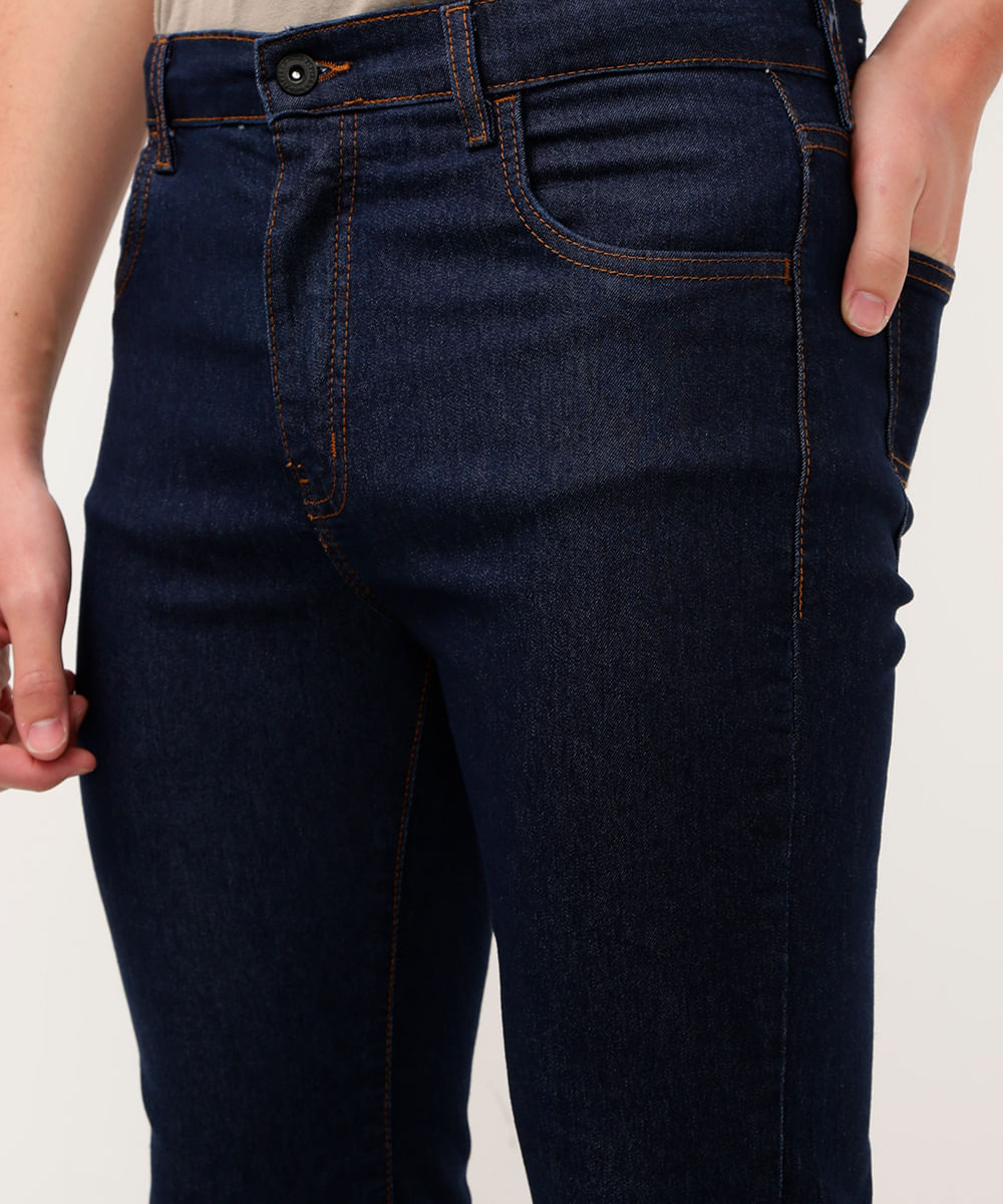 calça jeans slim juvenil azul