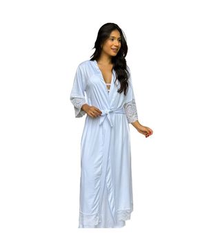 Robe Longo de Microfibra Confortável Ótimo Caimento - Moda Baixo DR331 Branco