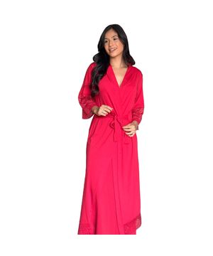 Robe Longo de Microfibra Confortável Ótimo Caimento - Moda Baixo DR331 Vermelho