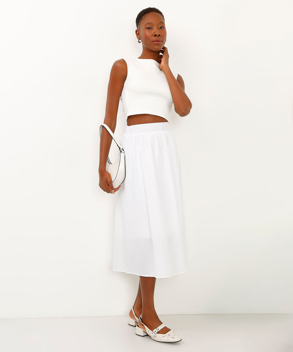 cropped de algodão decote canoa off white