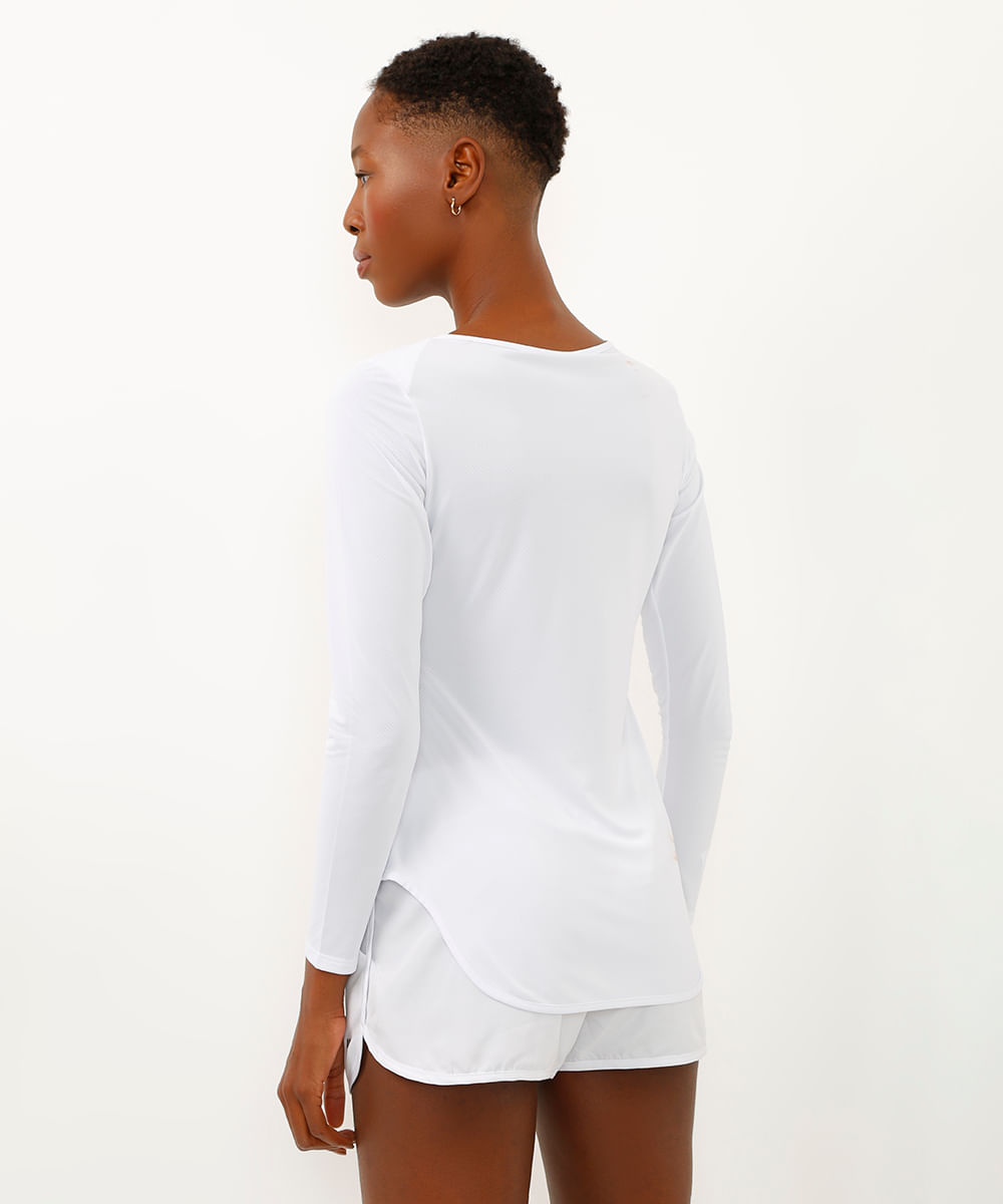 blusa esportiva decote canoa manga longa branca