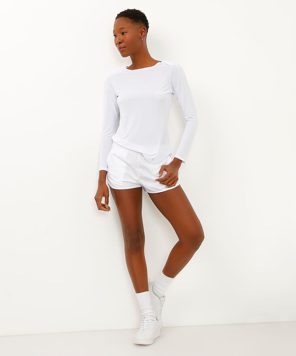 blusa esportiva decote canoa manga longa branca
